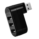 Maxbell Creative 3-Port USB 2.0 180 Degree Rotatable Hub Splitter Adapter-Black