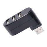 Maxbell Creative 3-Port USB 2.0 180 Degree Rotatable Hub Splitter Adapter-Black