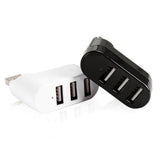 Maxbell Creative 3-Port USB 2.0 180 Degree Rotatable Hub Splitter Adapter-Black
