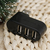 Maxbell Creative 3-Port USB 2.0 180 Degree Rotatable Hub Splitter Adapter-Black