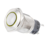 Max Maxb 16mm Metal Switch Power Start Button Self Latching with LED Ring  Yellow