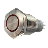 Max Maxb 16mm Metal Switch Power Start Button Self Latching with LED Ring  Red