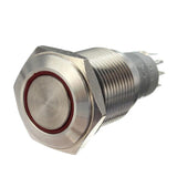 Max Maxb 16mm Metal Switch Power Start Button Self Latching with LED Ring  Red