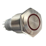 Max Maxb 16mm Metal Switch Power Start Button Self Latching with LED Ring  Red