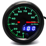 Max Maxb Automobile Oil Meter Pressure Gauge 0-100 psi Analog Black Case with LED