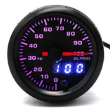 Max Maxb Automobile Oil Meter Pressure Gauge 0-100 psi Analog Black Case with LED
