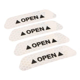 Max Maxb 4 Pieces Safety Reflective Open Sign Warning Mark Car Door Stickers White