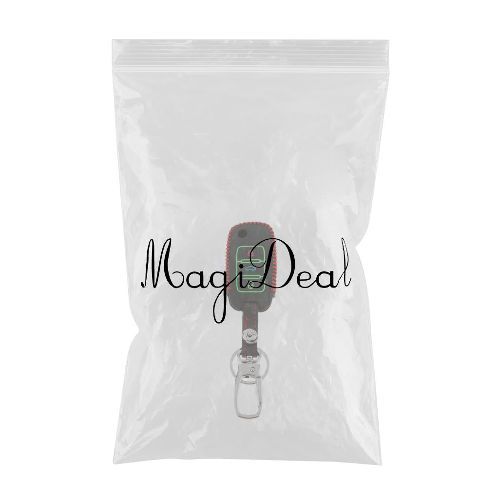 Maxbell Car Key Leather Remote Smart Key Cover Case Bag Protector for VW 75x40x15mm