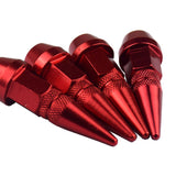 Max 4 Pieces Car Auto Moto Spike Shape Tire Stem Valve Cap Red