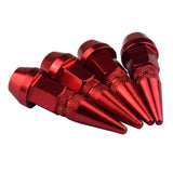 Max 4 Pieces Car Auto Moto Spike Shape Tire Stem Valve Cap Red