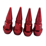 Max 4 Pieces Car Auto Moto Spike Shape Tire Stem Valve Cap Red