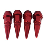Max 4 Pieces Car Auto Moto Spike Shape Tire Stem Valve Cap Red