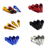 Max 4 Pieces Car Auto Moto Spike Shape Tire Stem Valve Cap Red