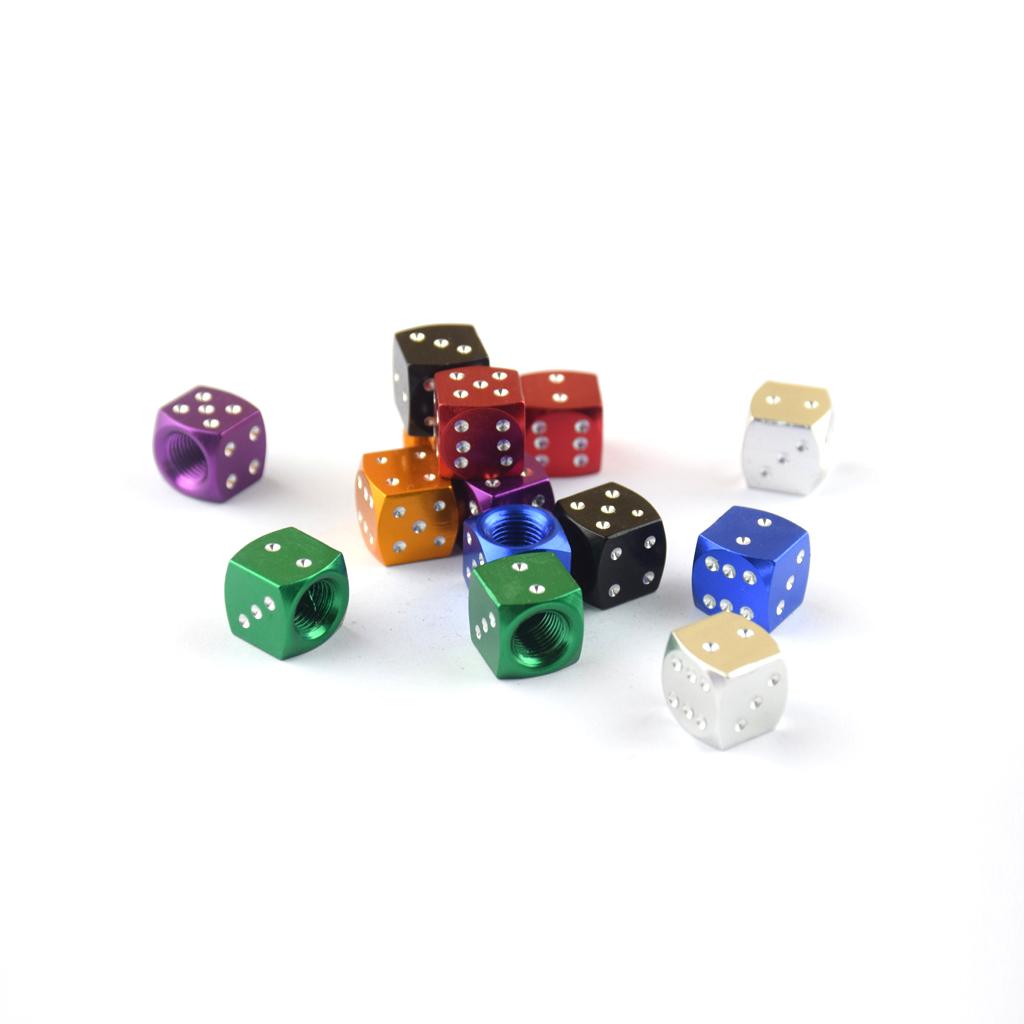 Max 4 Pieces Dice Dust Valve Caps Novelty Fun Retro Auto Car-styling Black