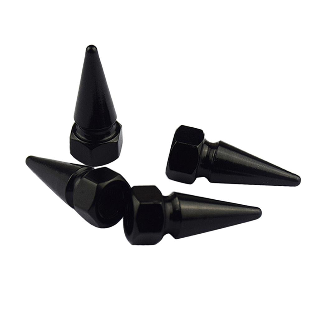 Maxbell 4 Pieces Cone Shaped Car Motorcycle Wheel Tire Valve Stem Caps Black