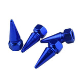 Maxbell 4 Pieces Cone Shaped Car Motorcycle Wheel Tire Valve Stem Caps Blue