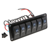 Maxbell 6 Gang Rocker Resetting Switch Panel 12/24V Circuit Breaker Car Marine Boat