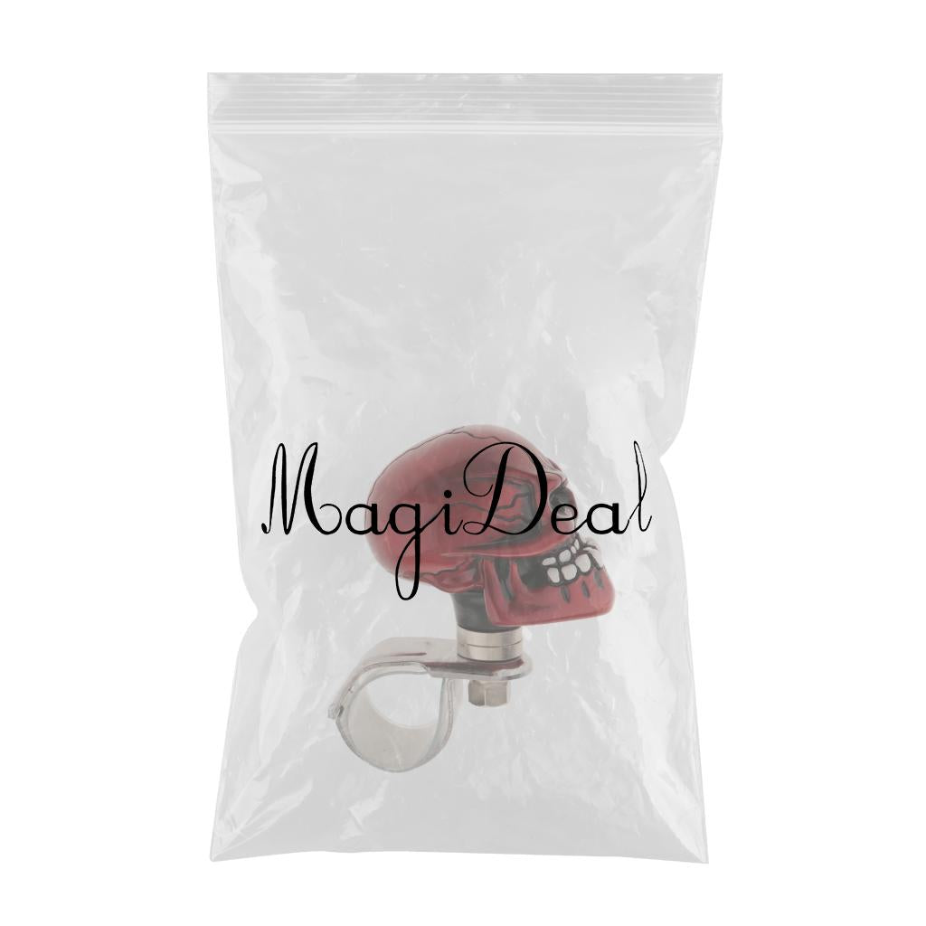 Max 1PC Skull Head Car Steering Wheel Spinner Suicide Knob Handle Booster Red