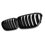 Maxbell Dual Front Grille Cover Insert Grill Trim for BMW 5 Series F10 Matte Black