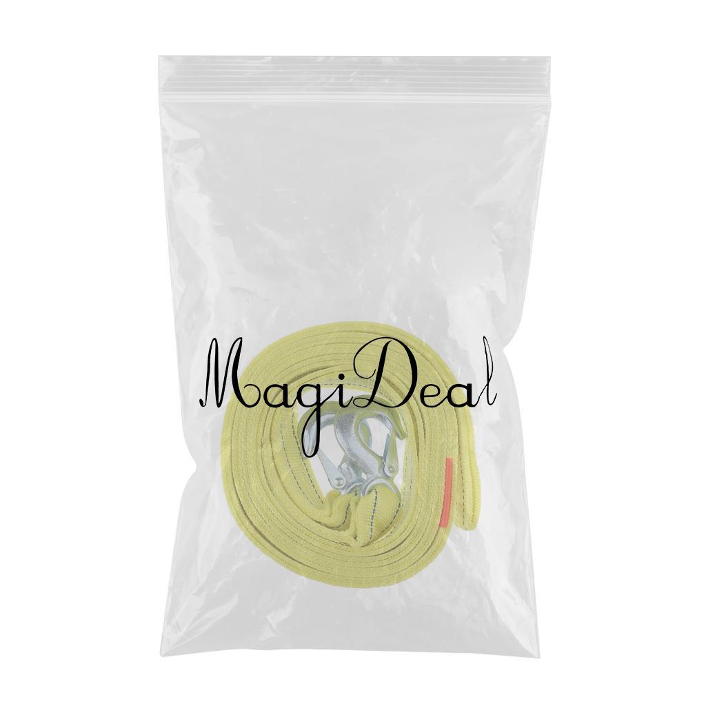 Max 16FT Heavy Duty Tow Strap with Hooks 5Tons Capacity Rope 670G