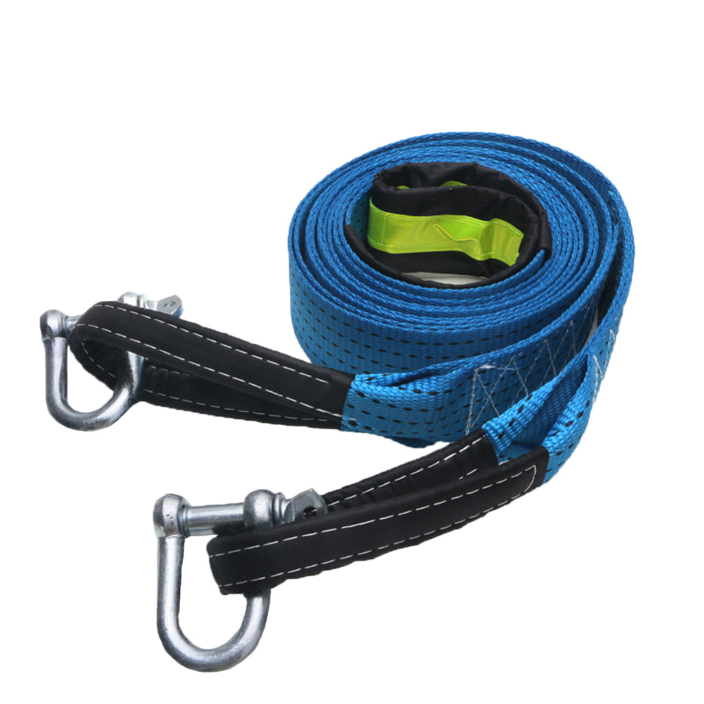 Max Car Towing Strap Tow Rope Car 3 Meters with luminous U-hook Blue