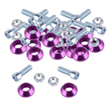 Max License Plate Frame Engine Bay Bumper Fender Screws Kit For Cars Purple