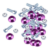 Max License Plate Frame Engine Bay Bumper Fender Screws Kit For Cars Purple