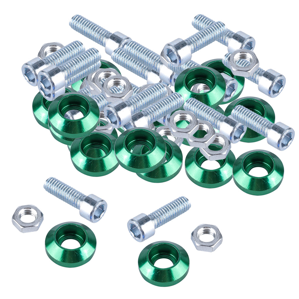 Max License Plate Frame Engine Bay Bumper Fender Screws Kit For Cars Green