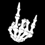 Max Maxb Unique Skull Skeleton Bone Finger Flipping Off Car Decal / Sticker White