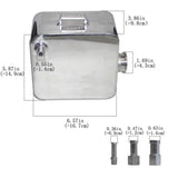 Maxbell Aluminium Coolant Tank 2.5L Oil Catch Can Breather Tank TIG Welded Silver