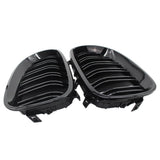 Max Front Gloss Black Kidney Twin Fins Grilles For BMW E60 E61 M5 5 Series 03-10
