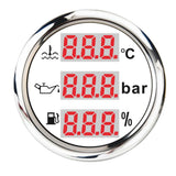 Maxbell Multifunction Marine Water Temp Fuel Level Oil Pressure Gauge 52mm/2'' White
