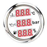 Maxbell Multifunction Marine Water Temp Fuel Level Oil Pressure Gauge 52mm/2'' White