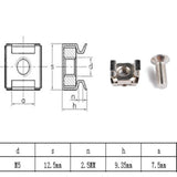 Max 10 Pack Lot - M5x16 Rack Mount Cage Nuts & Screws w/ Washers - Square Clips