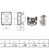 Max 10 Pack Lot - M6X16 Rack Mount Cage Nuts & Screws w/ Washers - Square Clips