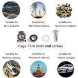 Max 10 Pack Lot - M6X16 Rack Mount Cage Nuts & Screws w/ Washers - Square Clips
