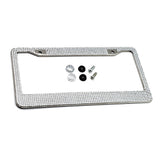 Maxbell Chrome Diamonds/Crystals Bling Metal Car License Plate Frame  White