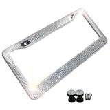 Maxbell Chrome Diamonds/Crystals Bling Metal Car License Plate Frame  White