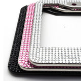 Maxbell Chrome Diamonds/Crystals Bling Metal Car License Plate Frame  Black