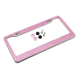 Maxbell Chrome Diamonds/Crystals Bling Metal Car License Plate Frame  Pink
