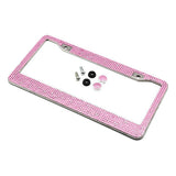 Maxbell Chrome Diamonds/Crystals Bling Metal Car License Plate Frame  Pink