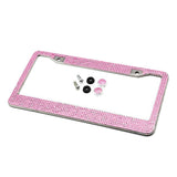 Maxbell Chrome Diamonds/Crystals Bling Metal Car License Plate Frame  Pink