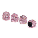 Max 4Pcs/Lot Rhinestone Car Tire Valve Caps Diamond Shining Dustproof Caps Pink