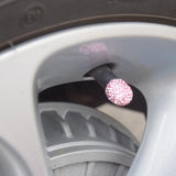 Max 4Pcs/Lot Rhinestone Car Tire Valve Caps Diamond Shining Dustproof Caps Pink