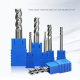 Max Maxb CNC Tungsten Steel Three-edge HRC45 Degree Flat-end Milling Tool 4x4Dx50mm