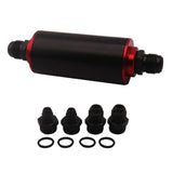 Max Maxb Fuel Filter 100 Micron High Flow CNC Aluminum Racing AN6 Fitting Kit Black