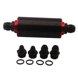 Max Maxb Fuel Filter 100 Micron High Flow CNC Aluminum Racing AN6 Fitting Kit Black