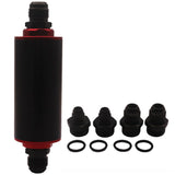 Max Maxb Fuel Filter 100 Micron High Flow CNC Aluminum Racing AN6 Fitting Kit Black