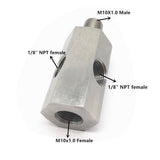 Max Maxb Oil Pressure Gauge Fitting Adapter M10 x 1.0 Male/Female 1/8" NPT