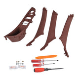 Max Maxb 4PCS Door Handle Window Switch Panel Interior Button Frame for BMW Red Brown